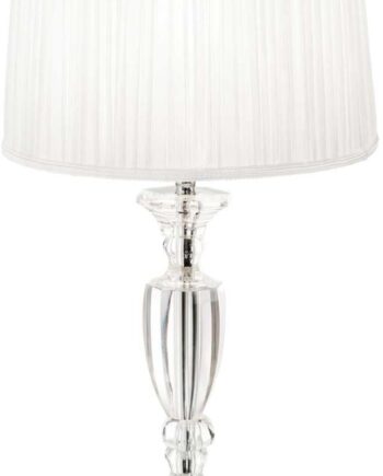 Bordlampe Ideal Lux Kate Berlin ø31 H56 Hvid Glas Plisseret Stof Krystaller