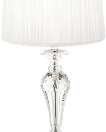 Bordlampe Ideal Lux Kate Paris Krystal Plisseret Hvidt Stof ø31