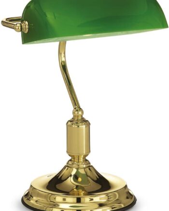 Bordlampe Ideal Lux Lawyer Messingfinish Med Blæst Overlay Glas ø26 H38 E27