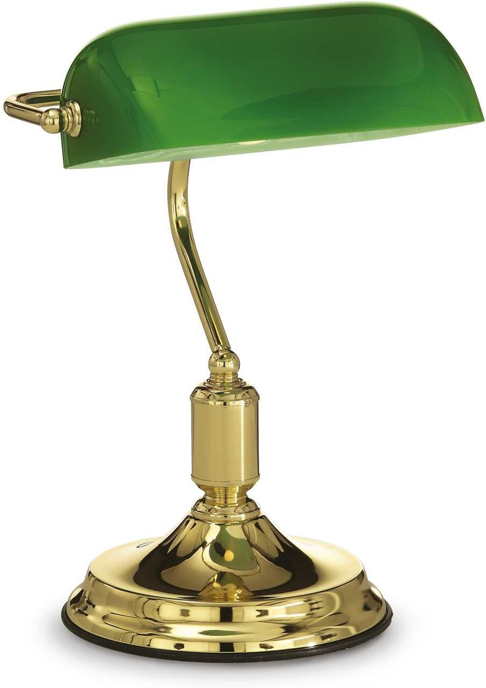 Bordlampe Ideal Lux Lawyer Messingfinish Med Blæst Overlay Glas ø26 H38 E27