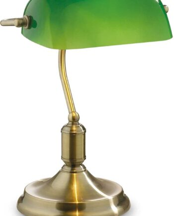 Bordlampe Ideal Lux Lawyer ø26 H38 Brændt Metalbase Grøn Glasskærm E27