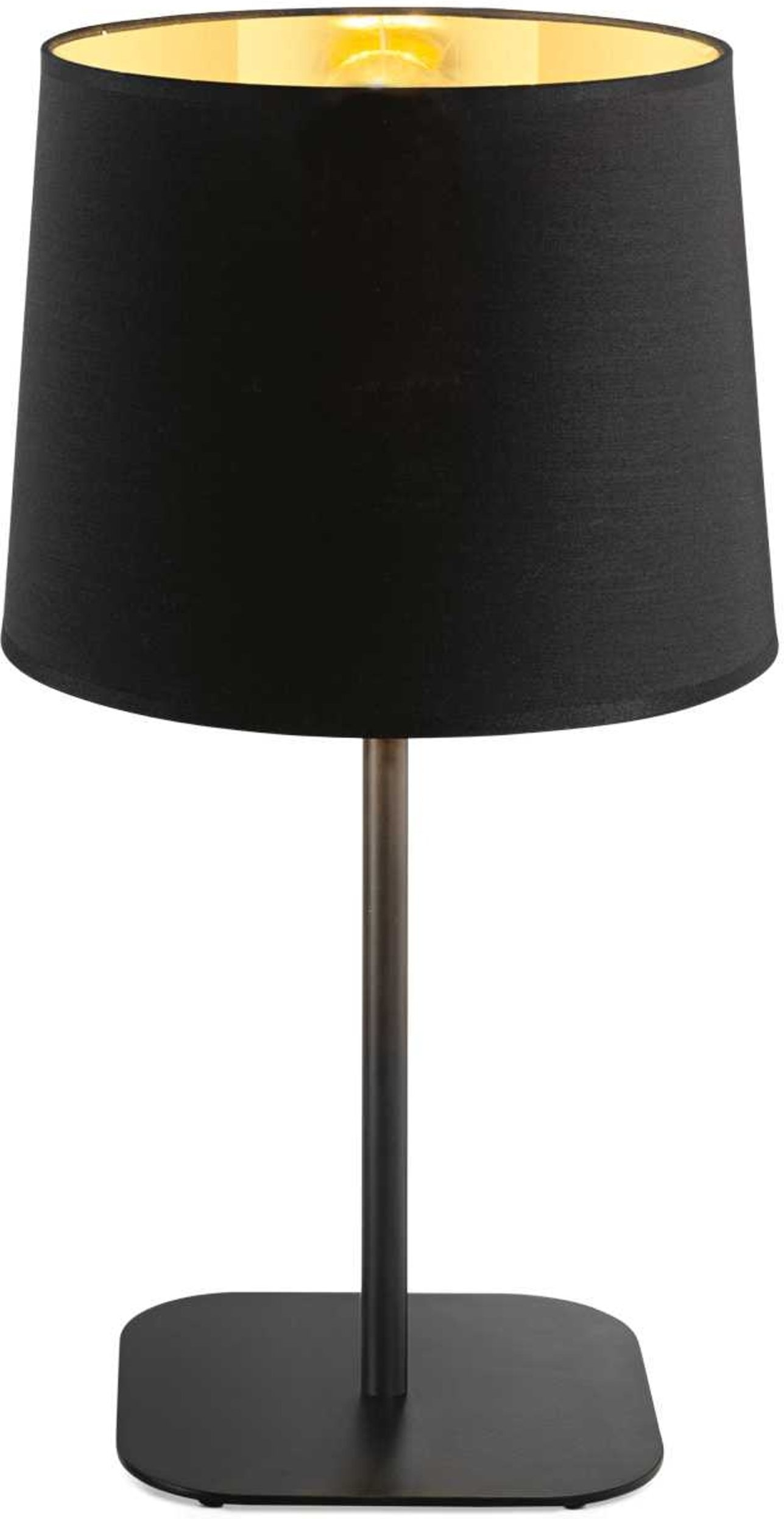 Bordlampe Ideal Lux Nordik Matsort Metal Med Gylden Pvc Skærm ø26 H48