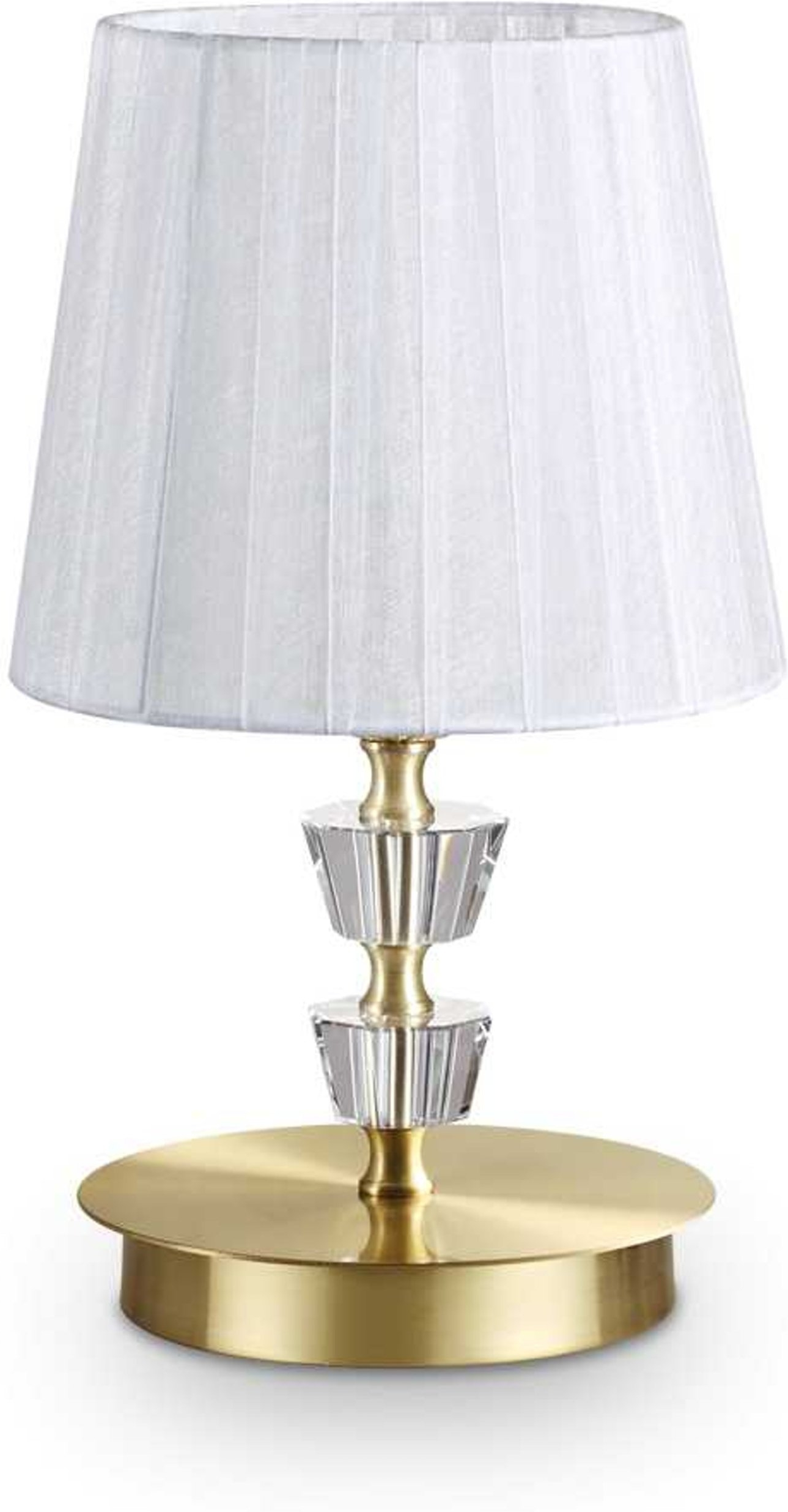 Bordlampe Ideal Lux Pegaso Messing Glas Med Stofskærm ø18 H30