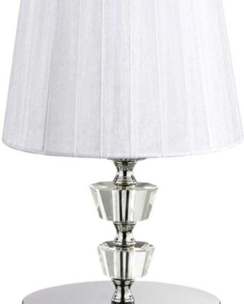 Bordlampe Ideal Lux Pegaso ø18 H30 Metal Glas Stof Hvid Krom E14
