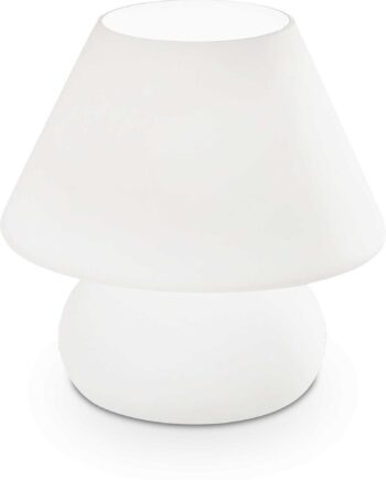 Bordlampe Ideal Lux Prato Syreætset Glas ø22 H24 Hvid