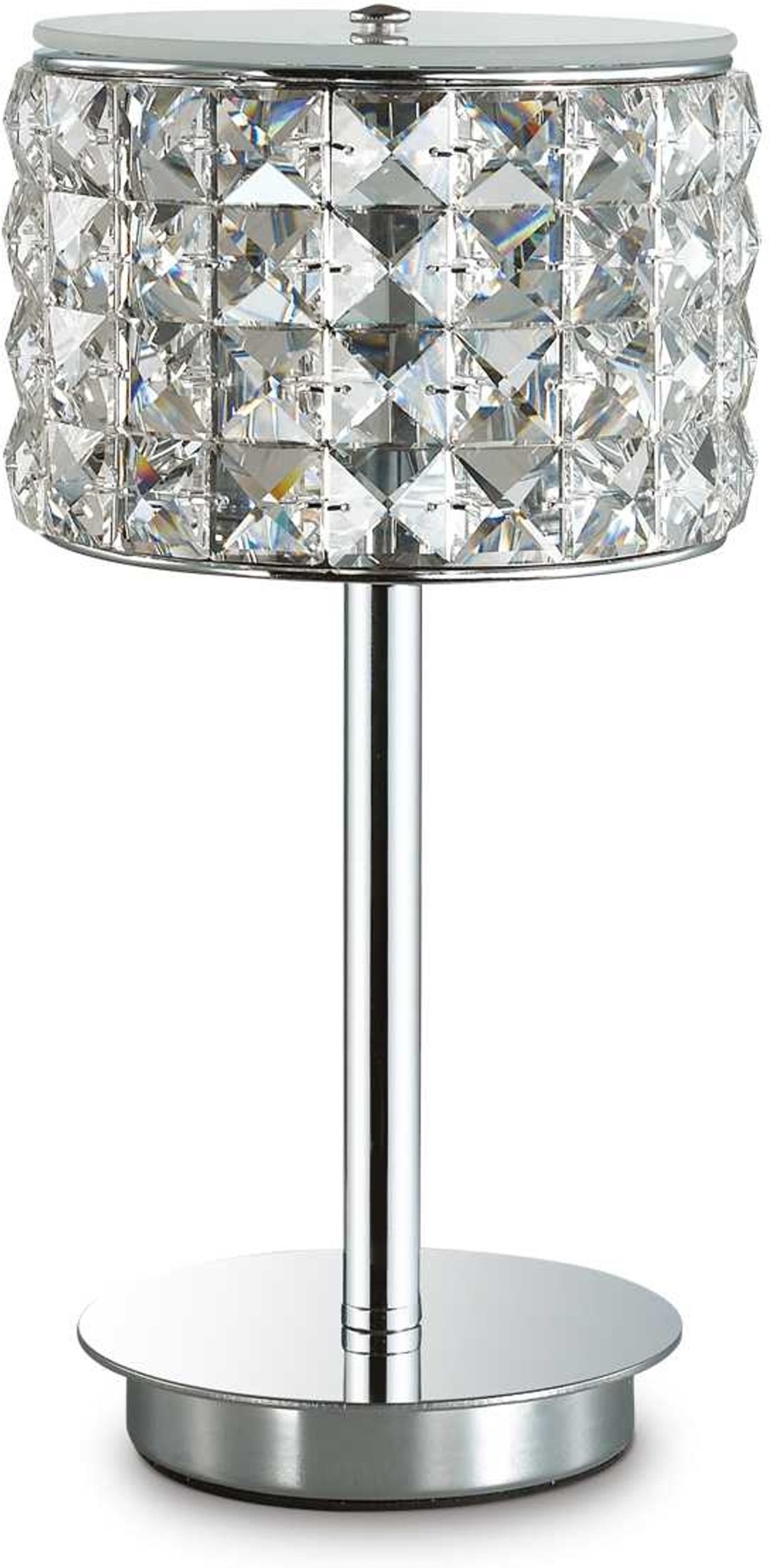 Bordlampe Ideal Lux Roma Hvid Krom ø15 Med Pære 3000