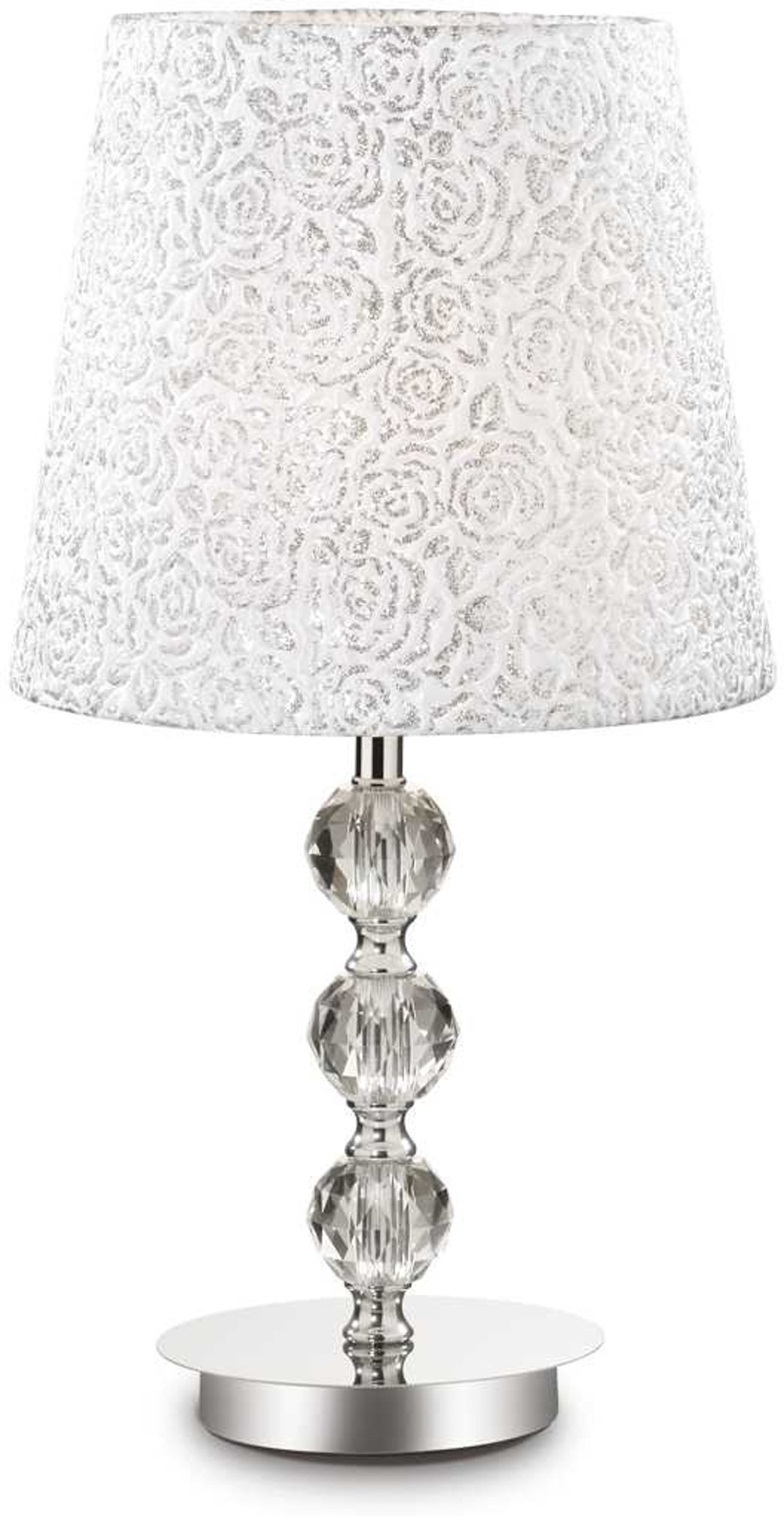 Bordlampe Ideal Lux Roy Krom ø25 H46 Med E27 Fatning Metal Glas Stof