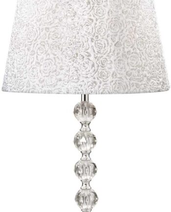 Bordlampe Ideal Lux Roy ø35h67 Krommetal Med Dekorative Krystaler Quiltet Lampeskærm