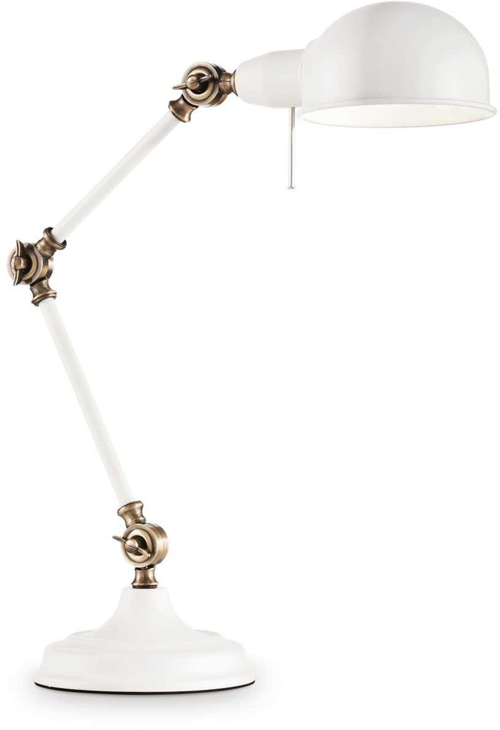 Bordlampe Ideal Lux Truman Metal Hvid Med Antik Messing Justerbar Arm ø20 H40