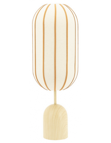 Bordlampe Jern Læder Linned H79 ø27 E27 Natur