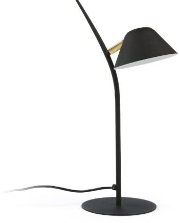 Bordlampe Kave Home Aurelia Moderne Nordisk H47 Sort Med Gulddetalje