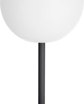 Bordlampe Kave Home Dinesh Led Nordisk Moderne ø30 Sort Metalfod Med Hvid Skærm