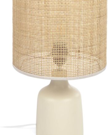 Bordlampe Kave Home Erna Rustik Kolonial Keramik   Bambus H46 Natur Beige