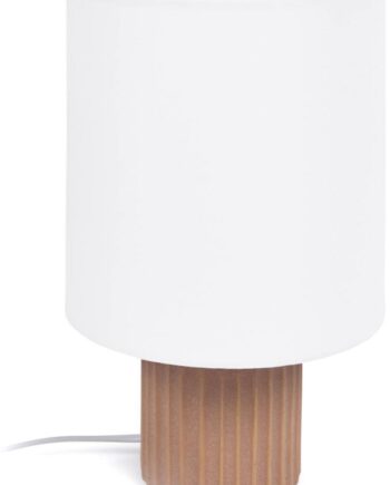 Bordlampe Kave Home Eshe Rustik Terracotta Keramik Med Hvid Stofskærm 28x17