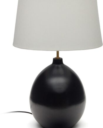 Bordlampe Kave Home Foixa Rustik Kolonial Sort Jernlampe Med Lys Stofskærm H72xb32xl47
