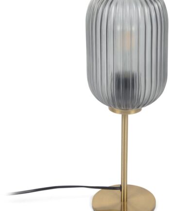 Bordlampe Kave Home Hestia Rustik Vintage Industriel Lampe Med Røget Glasskærm Messingstativ H40 ø14
