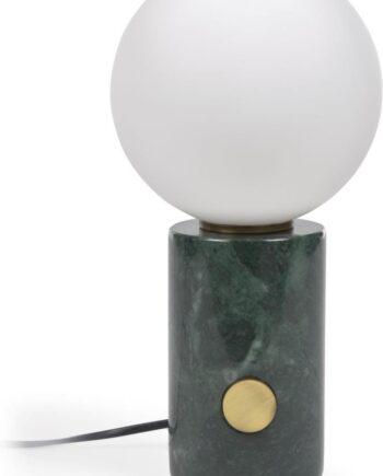 Bordlampe Kave Home Lonela Vintage Moderne Grøn Marmor Med Frostet Glaskuppel H29 ø15