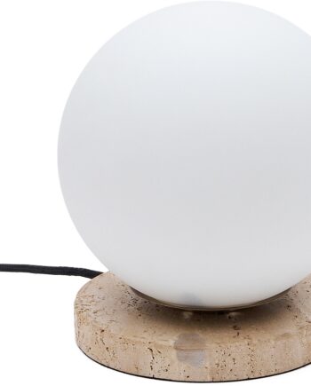 Bordlampe Kave Home Malachi Hvidt Glas Travertin Rustik Kolonial Stil 20x20x22