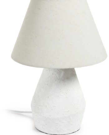 Bordlampe Kave Home Noara Indendørslampe Hvid Magnesia   Hør Rustik Kolonial Stil H43b30l30