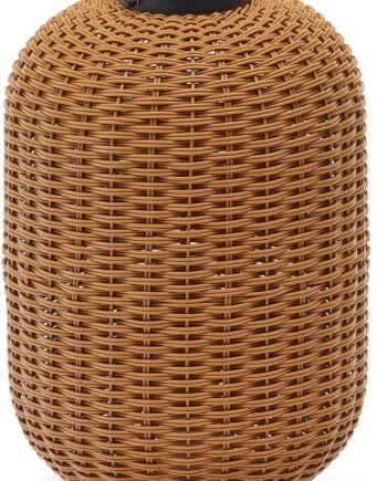 Bordlampe Kave Home Saranella Polyrattan Genopladelig Led Med Håndtag H55xø33 Rustik Kolonial