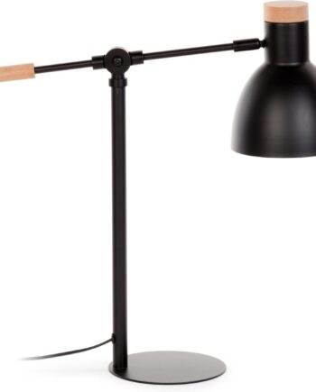 Bordlampe Kave Home Tescarle Stål   Bøgetræ Fleksibel Arm Nordisk Moderne Sort Natur H54b15l47