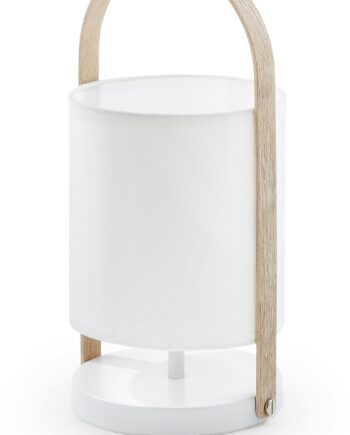 Bordlampe Kave Home Zayma Hvid Stof   Bøgetræ ø15 H32
