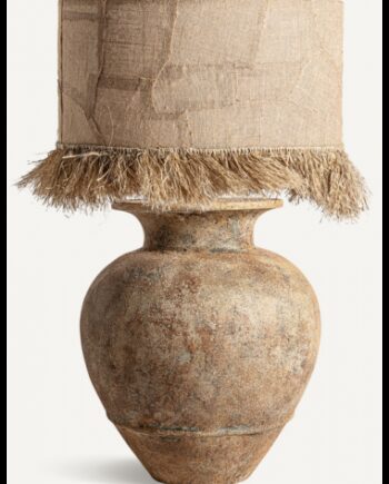 Bordlampe Keramik Jute H100 E27 Rustik Brun Natur