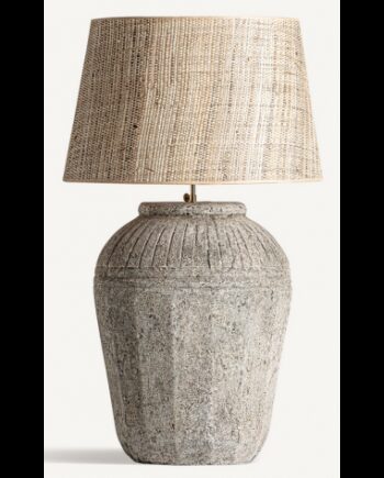 Bordlampe Keramik Jute H90 E27 Rustik Grå Natur