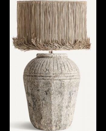 Bordlampe Keramik Jute Strå H90 E27 Rustik Grå Natur