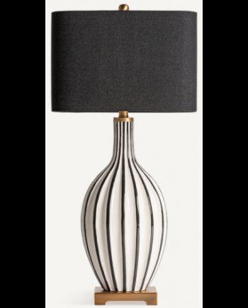 Bordlampe Keramik Polyester H82 Antik Guld Hvid Sort