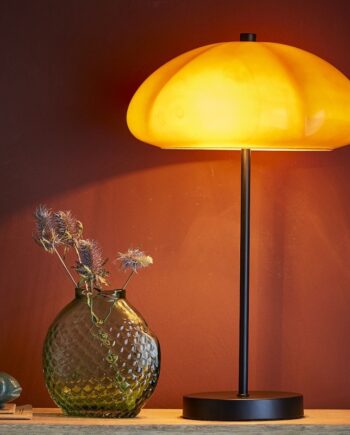 Bordlampe  Kinoko Sort Ravgul Skærm Bloomingville :