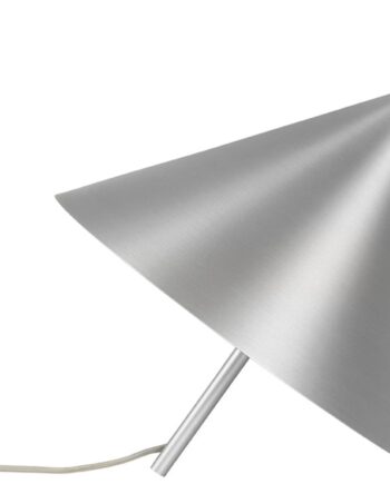 Bordlampe Kristina Dam Cone Skulpturel Snurretop Børstet Aluminium   Massivt Valnød ø40 H40 Sølv