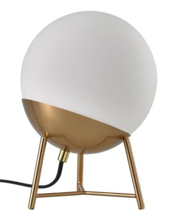 Bordlampe Lampe Kugleformet Hvidt Glas Messingfatningn150 Stofledning Pære: E27 40w 6406230