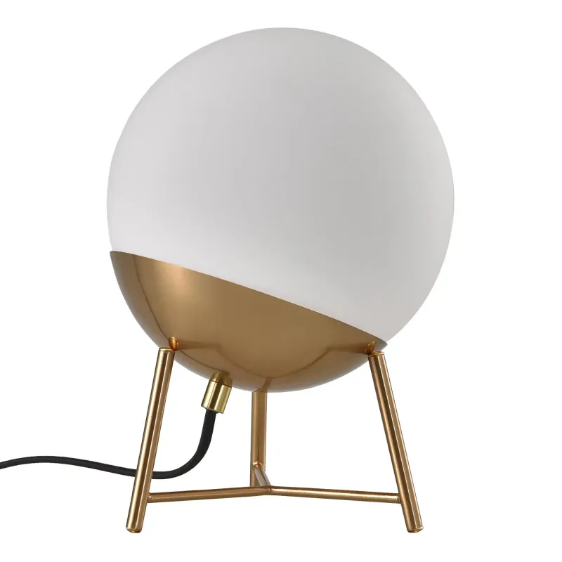 Bordlampe Lampe Kugleformet Hvidt Glas Messingfatningn150 Stofledning Pære: E27 40w 6406230