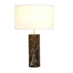 Bordlampe Marmor Brun Med Hvid Skærm