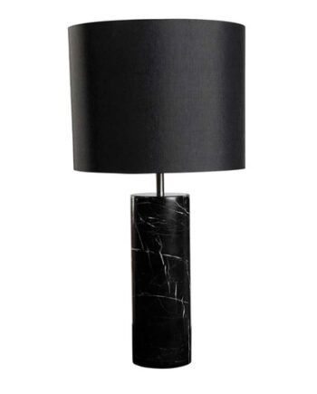 Bordlampe Marmor Sort Med Sort Skærm