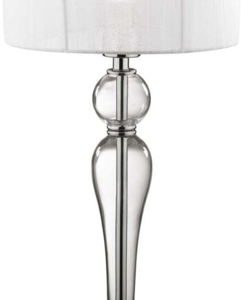 Bordlampe Natbordslampe Ideal Lux Duchessa Gennemsigtig Krom Glas Stof Metal ø27 H49