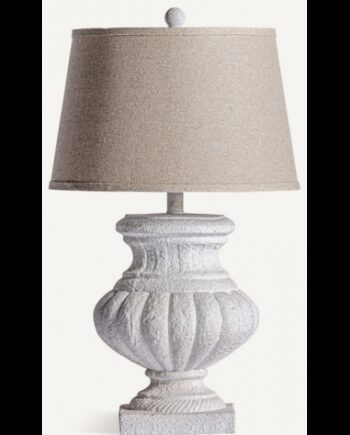 Bordlampe Polyresin Linned H65 Antik Hvid Beige