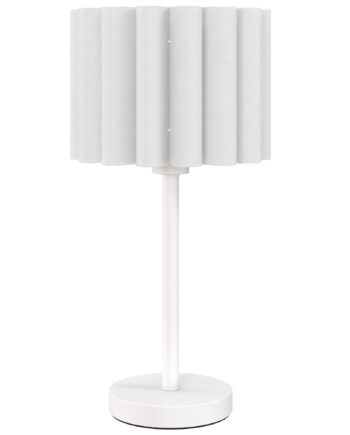 Bordlampe Retrostil Natlampe Plastikskærm Knapkontakt Hvid