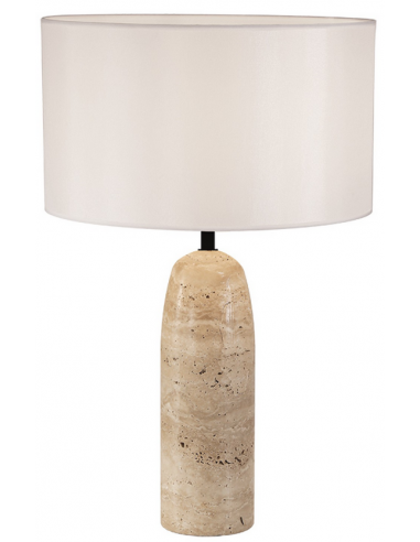 Bordlampe Sten Polyester H55 ø35 E27 Gråbeige Hvid