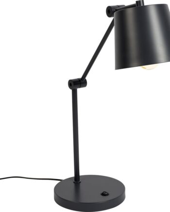 Bordlampe Studio White Hajo Askegrå Jern Justerbar Højde Vipbar Lampehoved E27 Led Til Stue Med Varm Hvid Glød