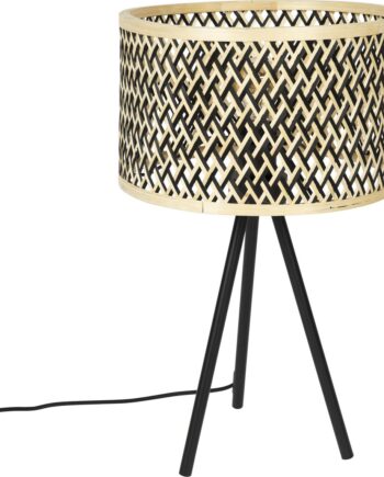 Bordlampe Studio White Isla Bambustræ Antracit ø33x55 Stuelampe Med E27 Fatning