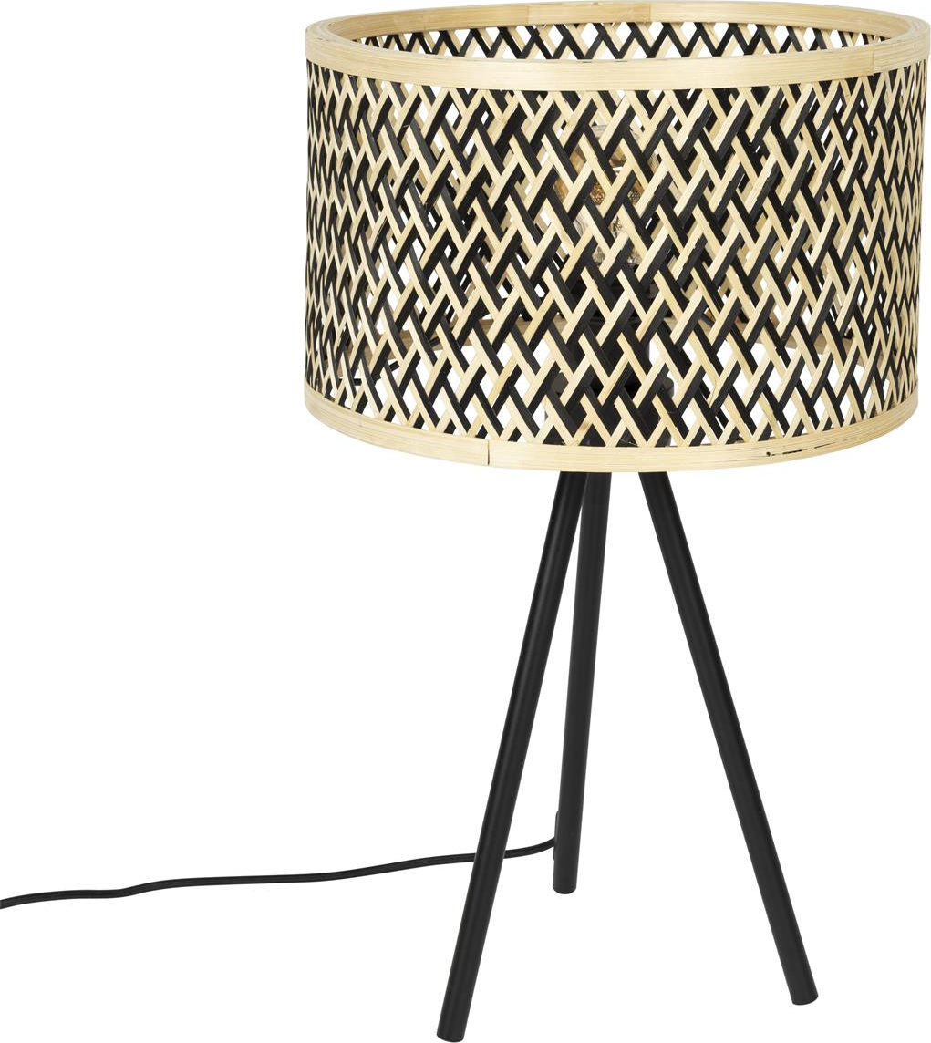 Bordlampe Studio White Isla Bambustræ Antracit ø33x55 Stuelampe Med E27 Fatning