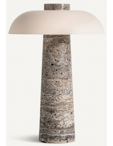 Bordlampe Travertin Metal H42 Grå Travertin Creme