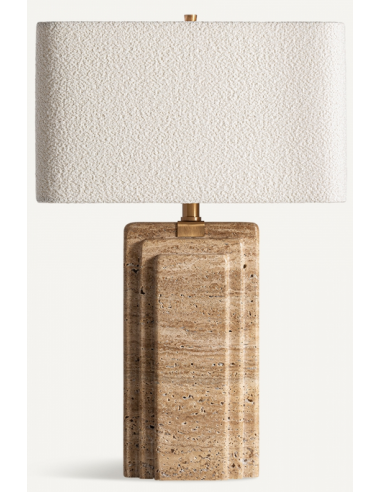 Bordlampe Travertin Polyester H67 Mørk Beige Cremehvid