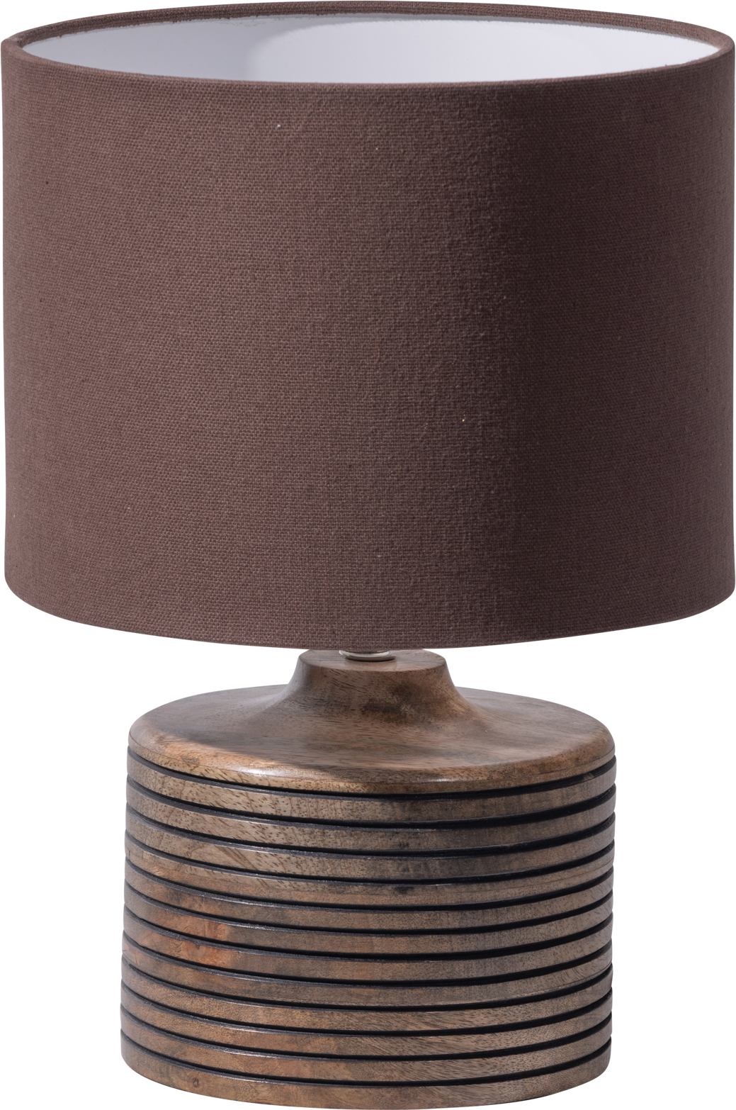 Bordlampe Woood Collection Menzo Mango Træ Med Håndskåren Fod Varm Brun Lampeskærm ø25 H35