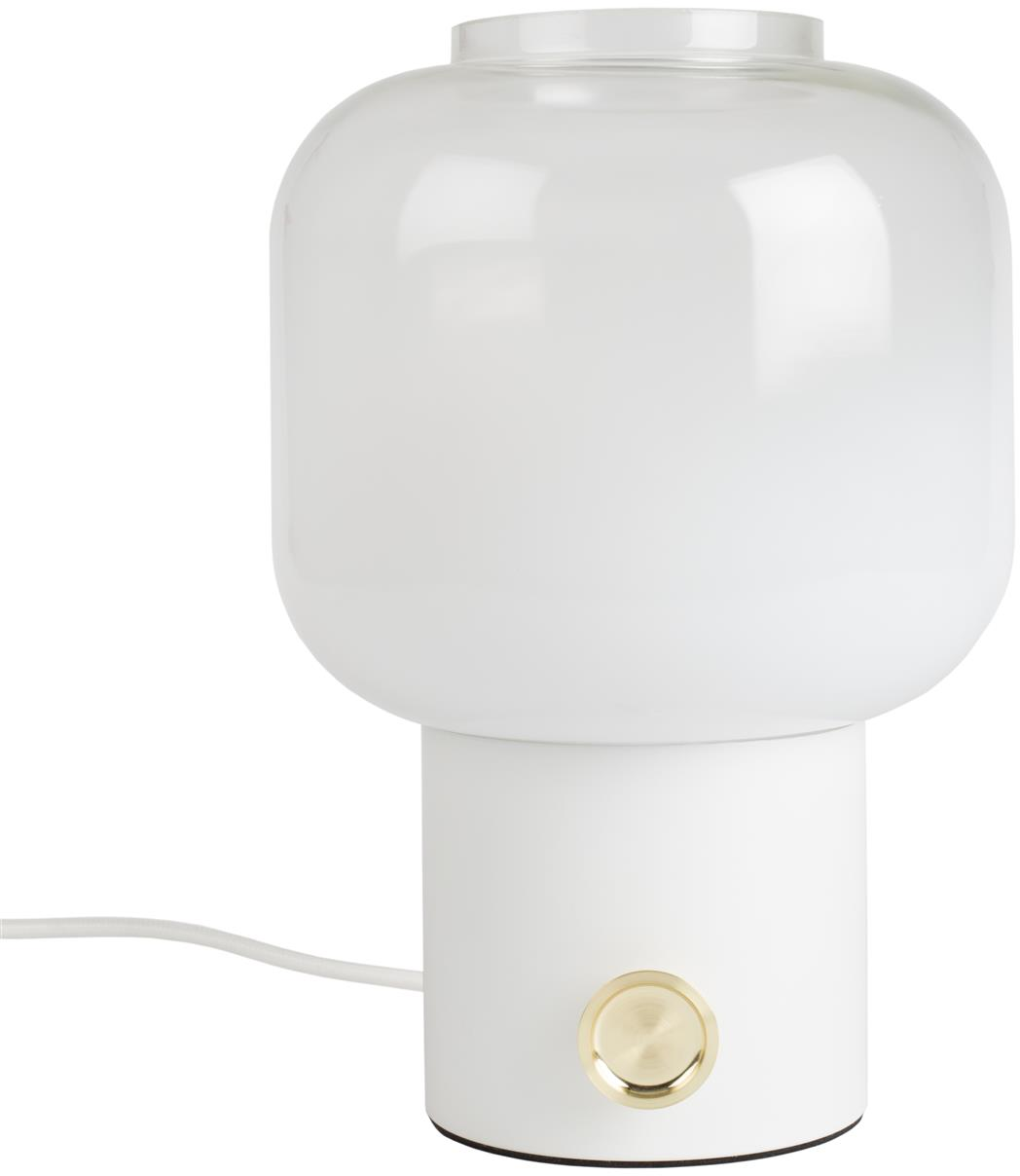 Bordlampe Zuiver Moody ø20  H29 Offwhite Glas Med Indbygget Dæmper Guldfarvet Knap
