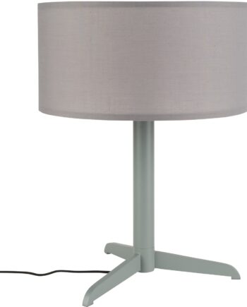 Bordlampe Zuiver Shelby Stengrå Metal ø36 H48 Med Bomuld Hørskærm