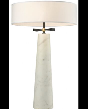 Bow Bordlampe Marmor Stål Polyester H63 E27 Hvid Marmor Sort Børstet Messing Hvid