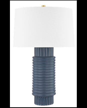 Broderick Bordlampe Keramik Linned H67 ø43 E27 Antik Gråblå Hvid